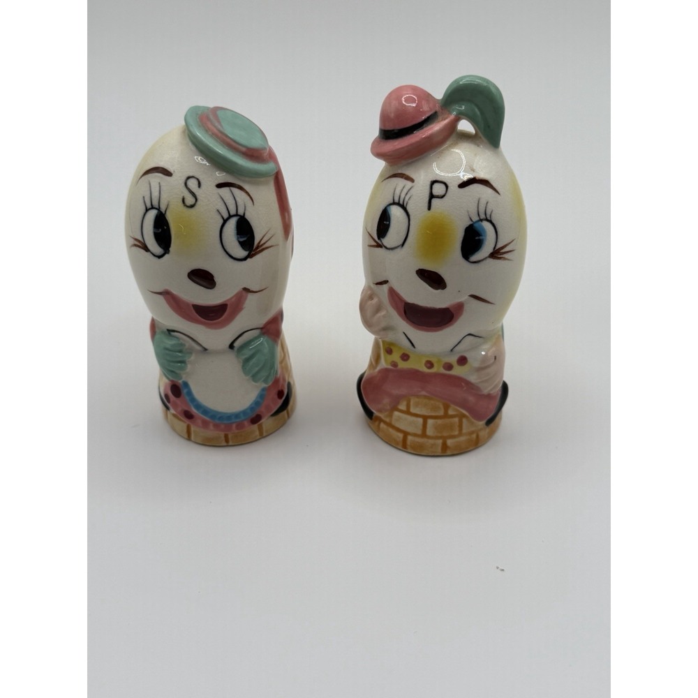 VTG 1950s Humpty Dumpty Enesco Salt & Pepper  SHAKERS Anthropomorphic Kitschy